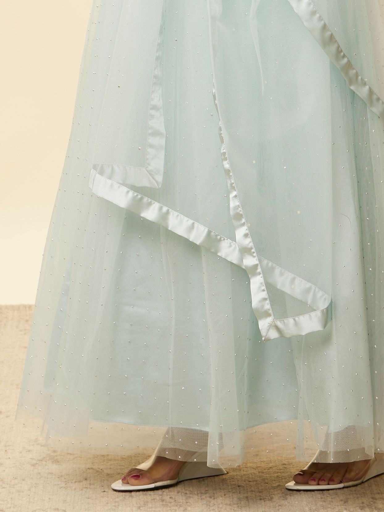Baby Blue Rhinestone Embellished Gown image number 3